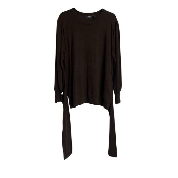 Lauren Ralph Lauren Sweaters - Lauren Ralph Lauren Black Label Womens 3X Brown Belted Tie Front Sweater NWT